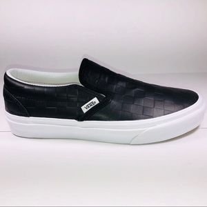 vans leather checkerboard slip on
